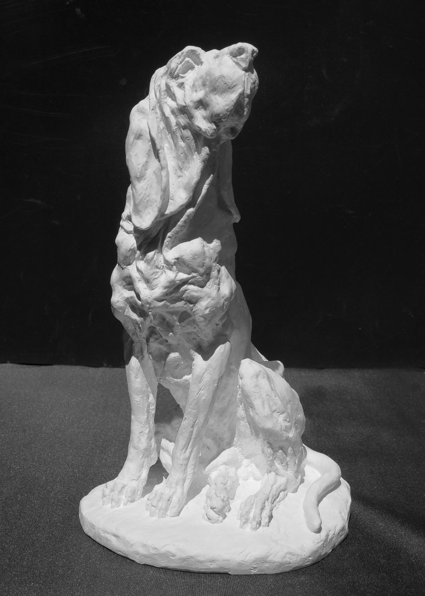 Jean Paul Gourdon, "seated Hunting Dog," Plaster