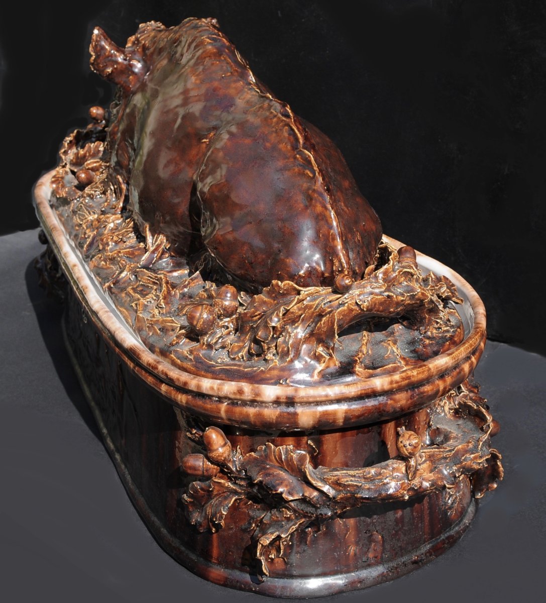 Jean Paul Gourdon, "wild Boar Terrine," Large Glazed Terracotta-photo-2
