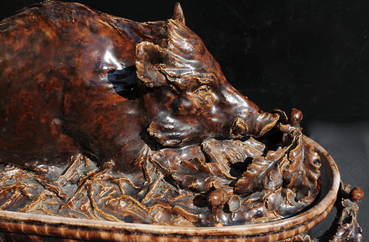 Jean Paul Gourdon, "wild Boar Terrine," Large Glazed Terracotta-photo-3