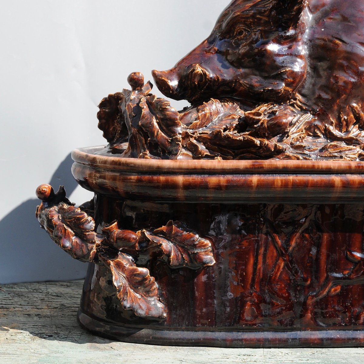 Jean Paul Gourdon, "wild Boar Terrine," Large Glazed Terracotta-photo-6