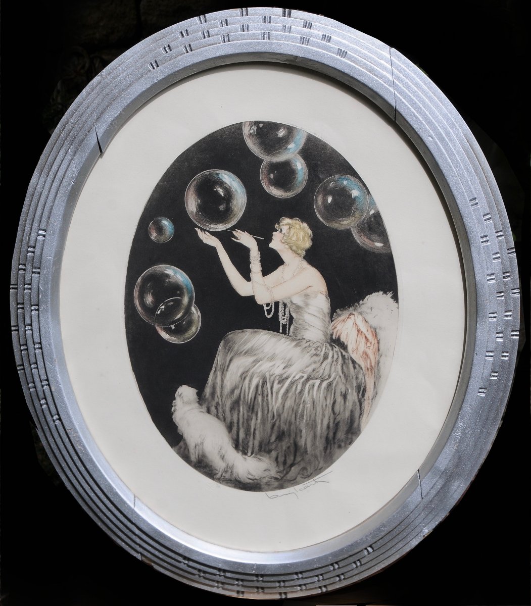Louis Icart, "les Bulles," Etching And Aquatint, 1930, Signed And Numbered 84