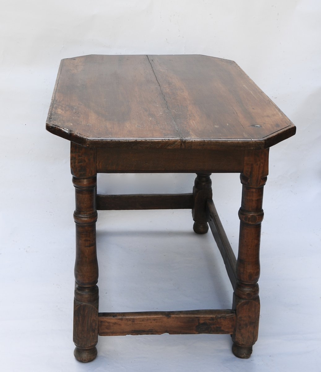 Louis XIII-style Writing Table Or Center Table In Walnut, 18th Century-photo-4