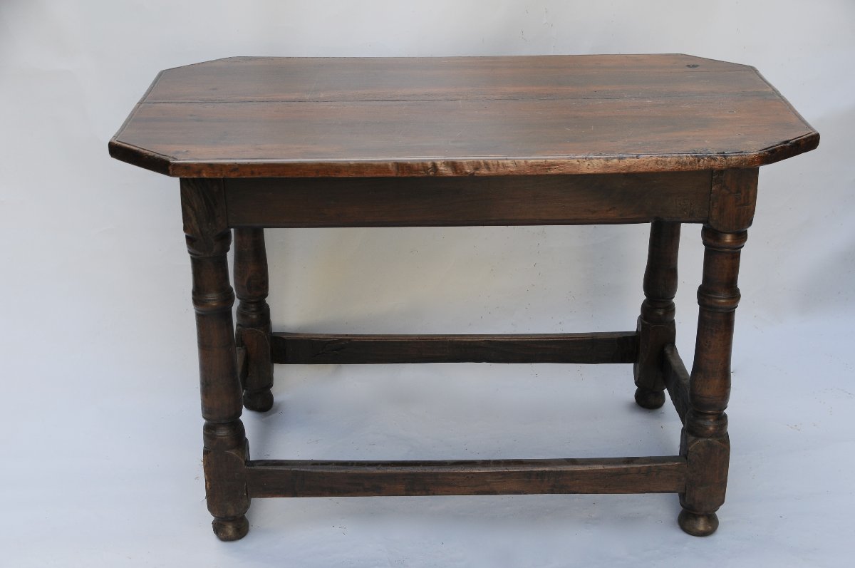 Louis XIII-style Writing Table Or Center Table In Walnut, 18th Century-photo-1