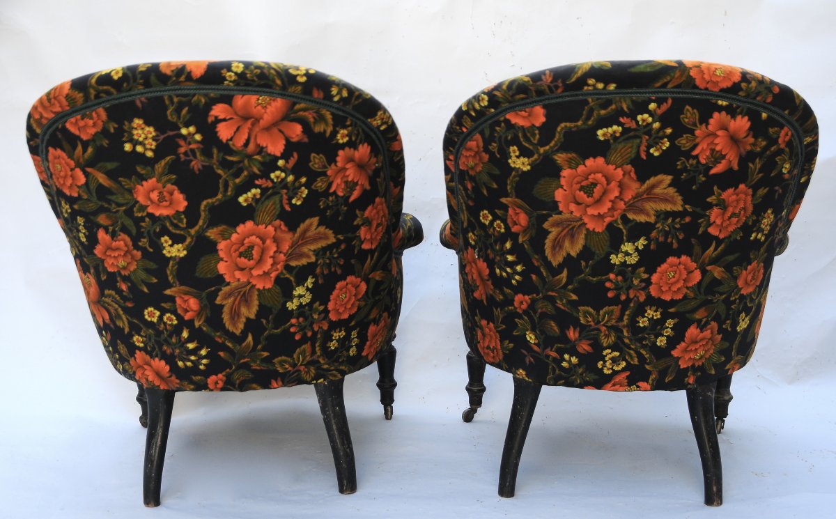 Pair Of Napoleon III-style Crapaud Armchairs-photo-3