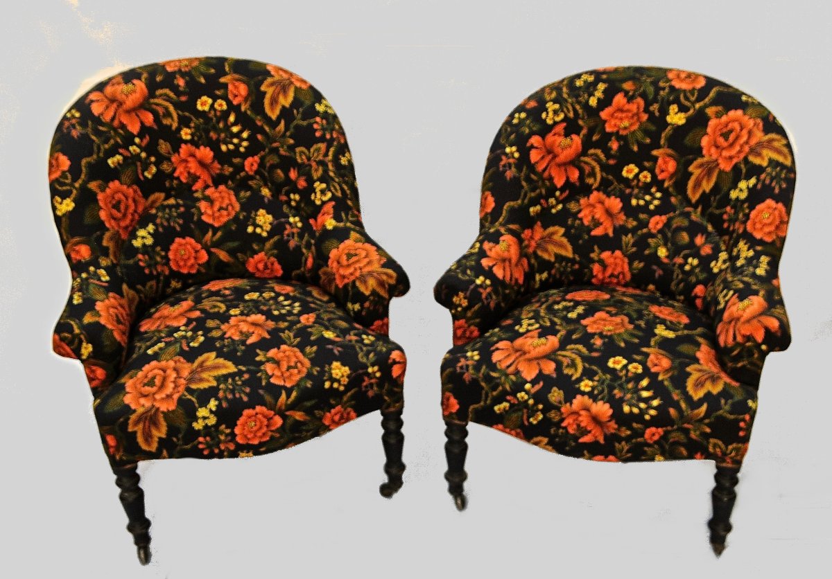 Pair Of Napoleon III-style Crapaud Armchairs