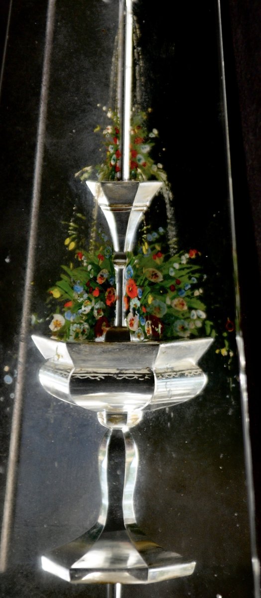 Pair Of Crystal Obelisks With Painted Intaglio Decorations, Circa 1860-photo-4