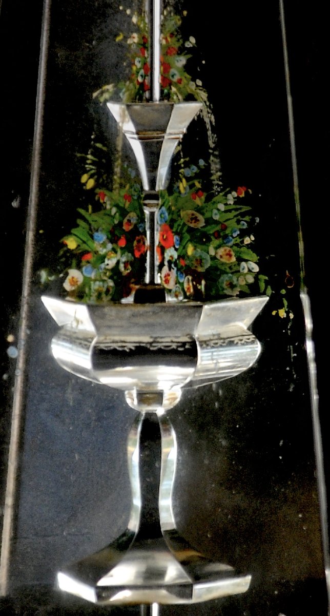 Pair Of Crystal Obelisks With Painted Intaglio Decorations, Circa 1860-photo-2