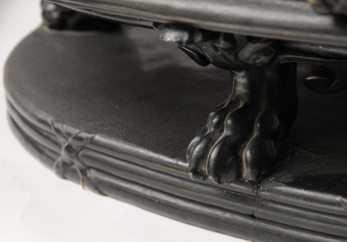 Importante Jardinière Néo-Renaissance en céramique  émaillée Noire, fin XIXème-photo-2