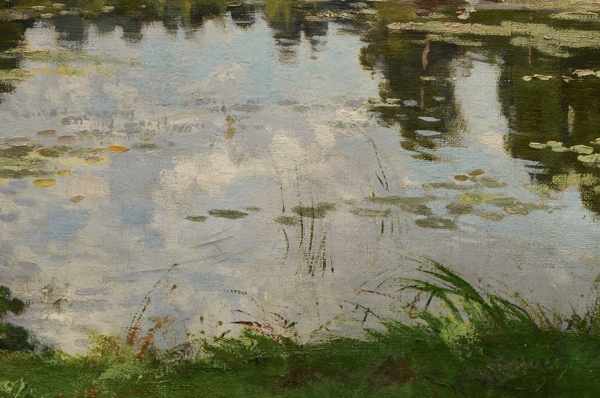 Raoul Dosque, "pond At Villandraut," 1923, Oil On Canvas-photo-2