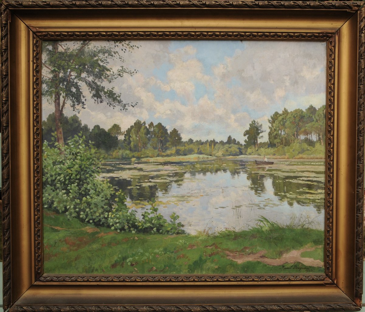 Raoul Dosque, "pond At Villandraut," 1923, Oil On Canvas
