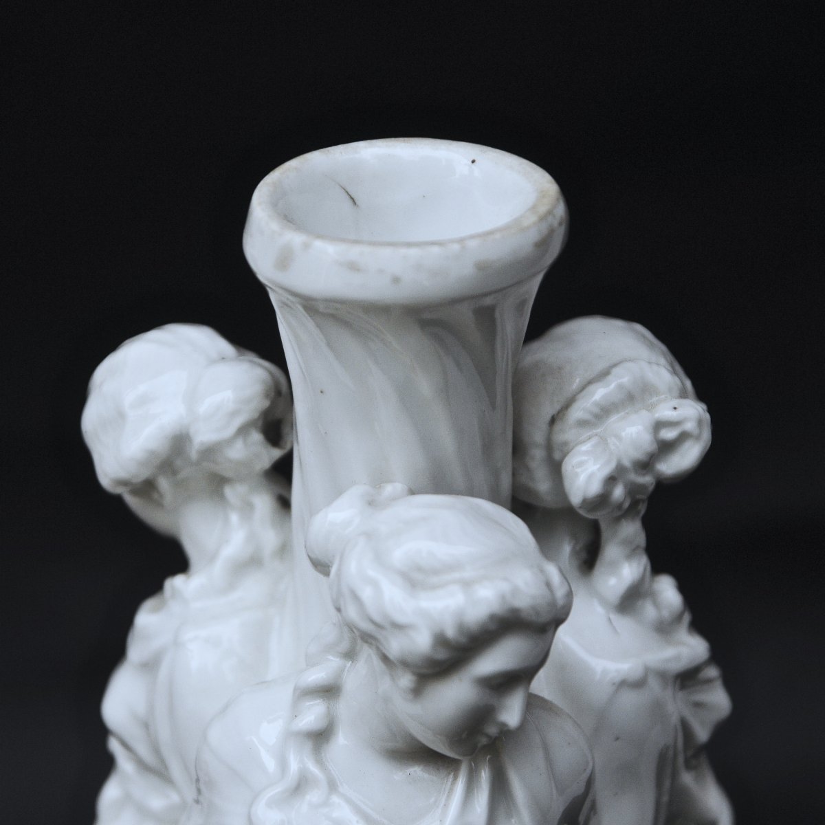 "Les Trois Grâces" d'aprés Germain Pilon, Surtout de Table 19ème Porcelaine Blanche -photo-1