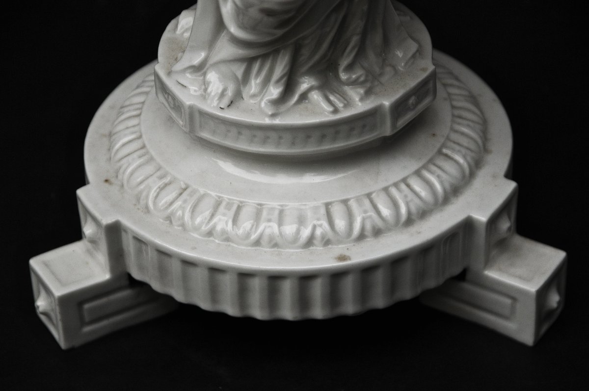 "Les Trois Grâces" d'aprés Germain Pilon, Surtout de Table 19ème Porcelaine Blanche -photo-3