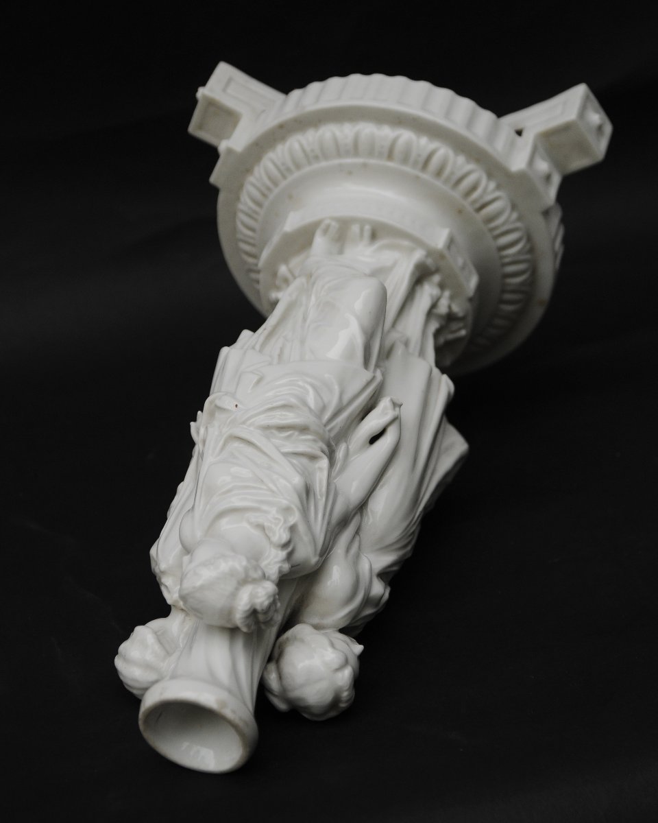 "Les Trois Grâces" d'aprés Germain Pilon, Surtout de Table 19ème Porcelaine Blanche -photo-5