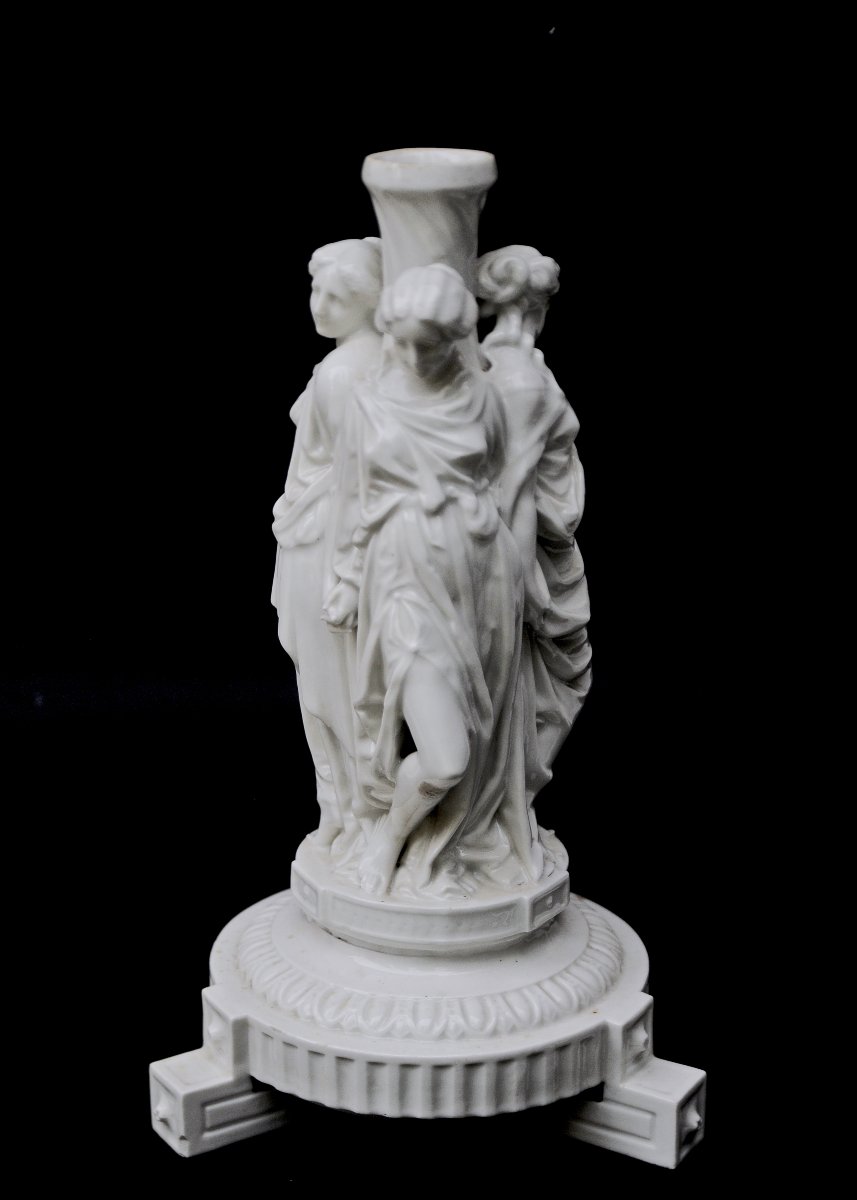 "Les Trois Grâces" d'aprés Germain Pilon, Surtout de Table 19ème Porcelaine Blanche 