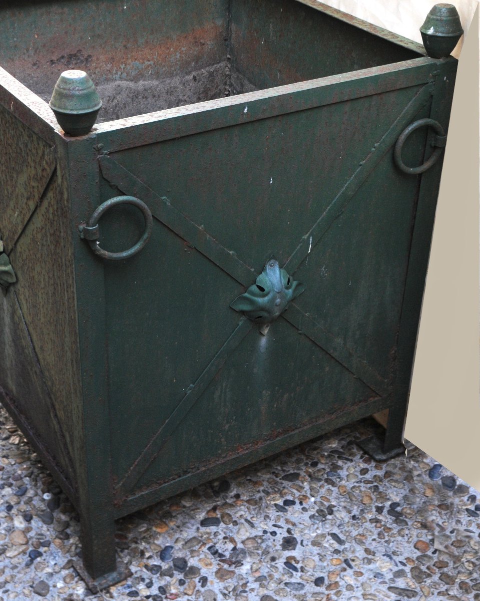 Pair Of Versailles-style Green Sheet Metal Orange Or Lemon Tree Planters-photo-2