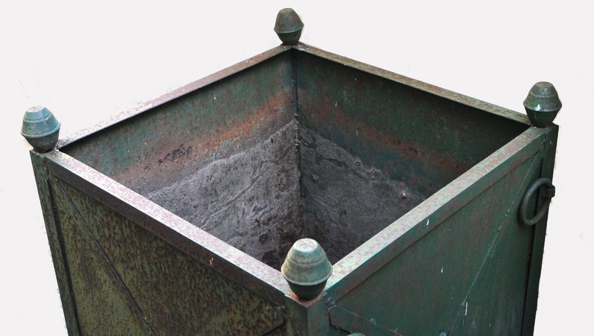 Pair Of Versailles-style Green Sheet Metal Orange Or Lemon Tree Planters-photo-3
