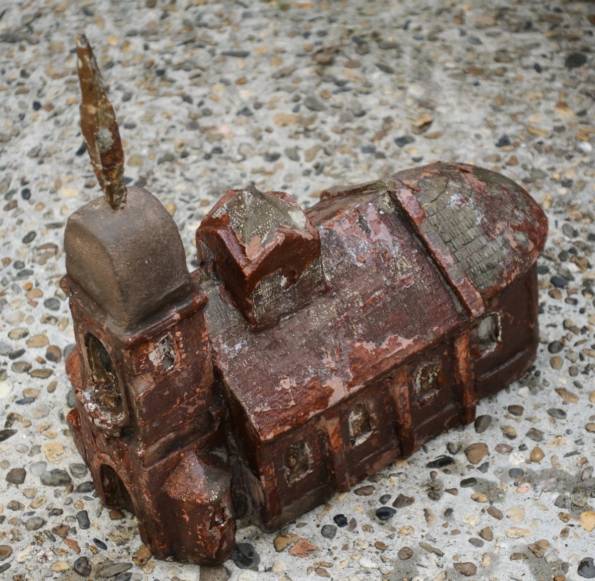 Chapelle Romane en Pierre Sculptée, Girouette ou Epis de Faîtage, 19ème, Art Populaire-photo-2