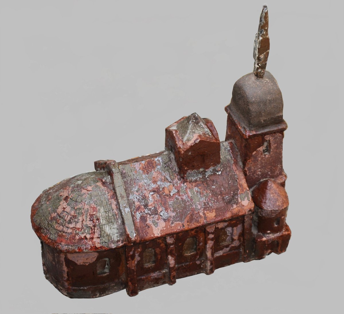 Chapelle Romane en Pierre Sculptée, Girouette ou Epis de Faîtage, 19ème, Art Populaire