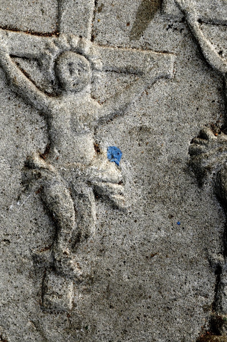 "crucifixion" 17th-century Carved Stone Bas-relief, Folk Art-photo-1