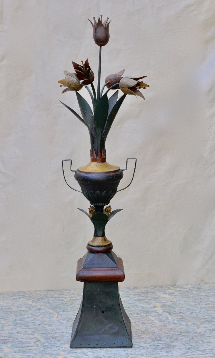 Epi de Faîtage en Zinc et Tôle Polychrome 19ème, Art Populaire-photo-2