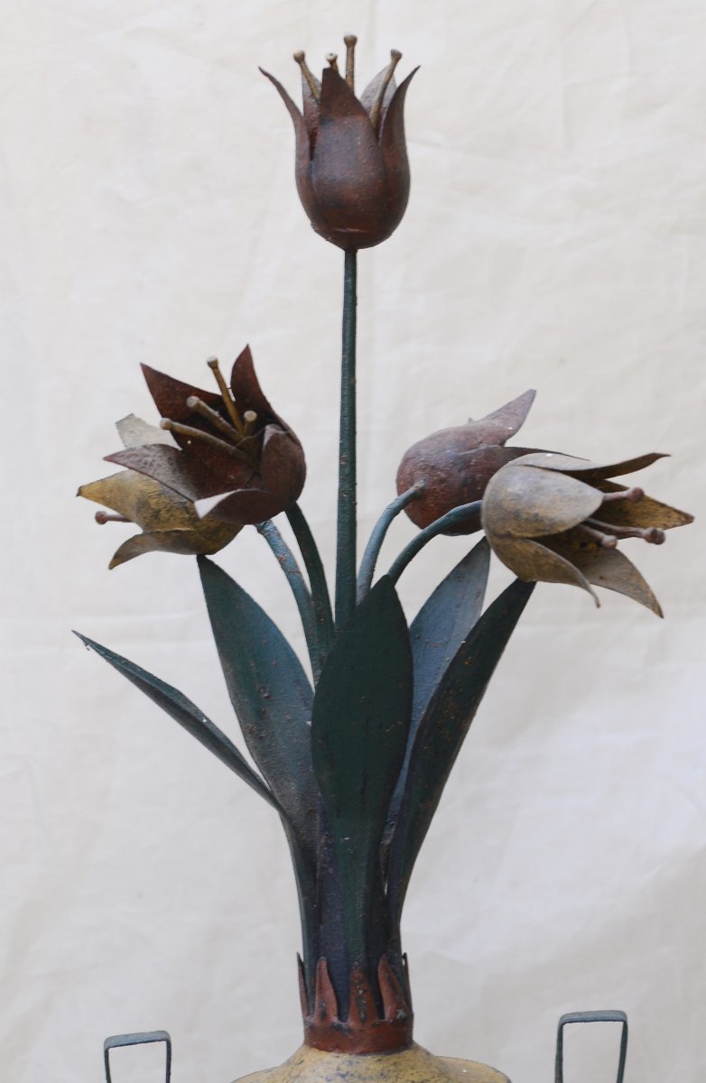 Epi de Faîtage en Zinc et Tôle Polychrome 19ème, Art Populaire-photo-4