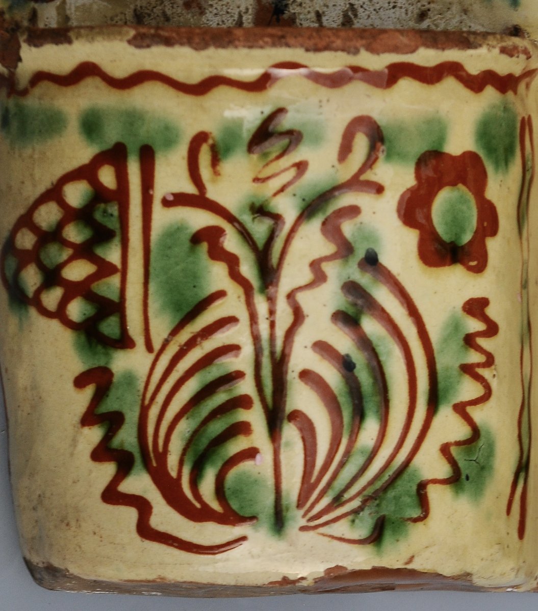 19th-century Glazed Terracotta Wall-mounted Cutlery Holder-photo-2