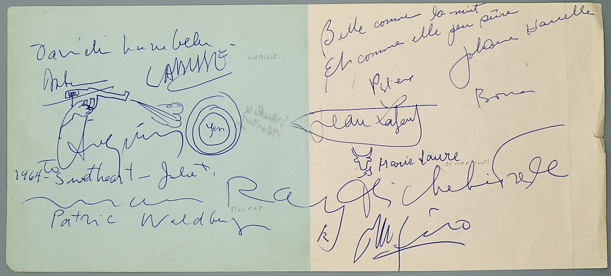 Surrealism, Page From An Amicorum Album By Man Ray, Autographs By Max Ernst, Waldberg...-photo-2