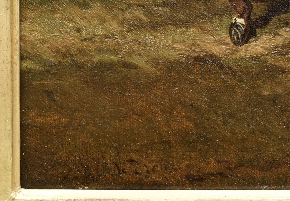 Alfred De Dreux, "scene Of A Hunt With Hounds," Oil On Canvas, Circa 1850-photo-1
