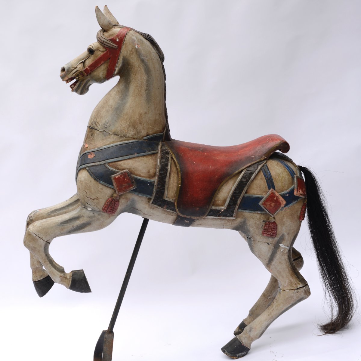 Cheval de Manège en Bois Polychrome-photo-2