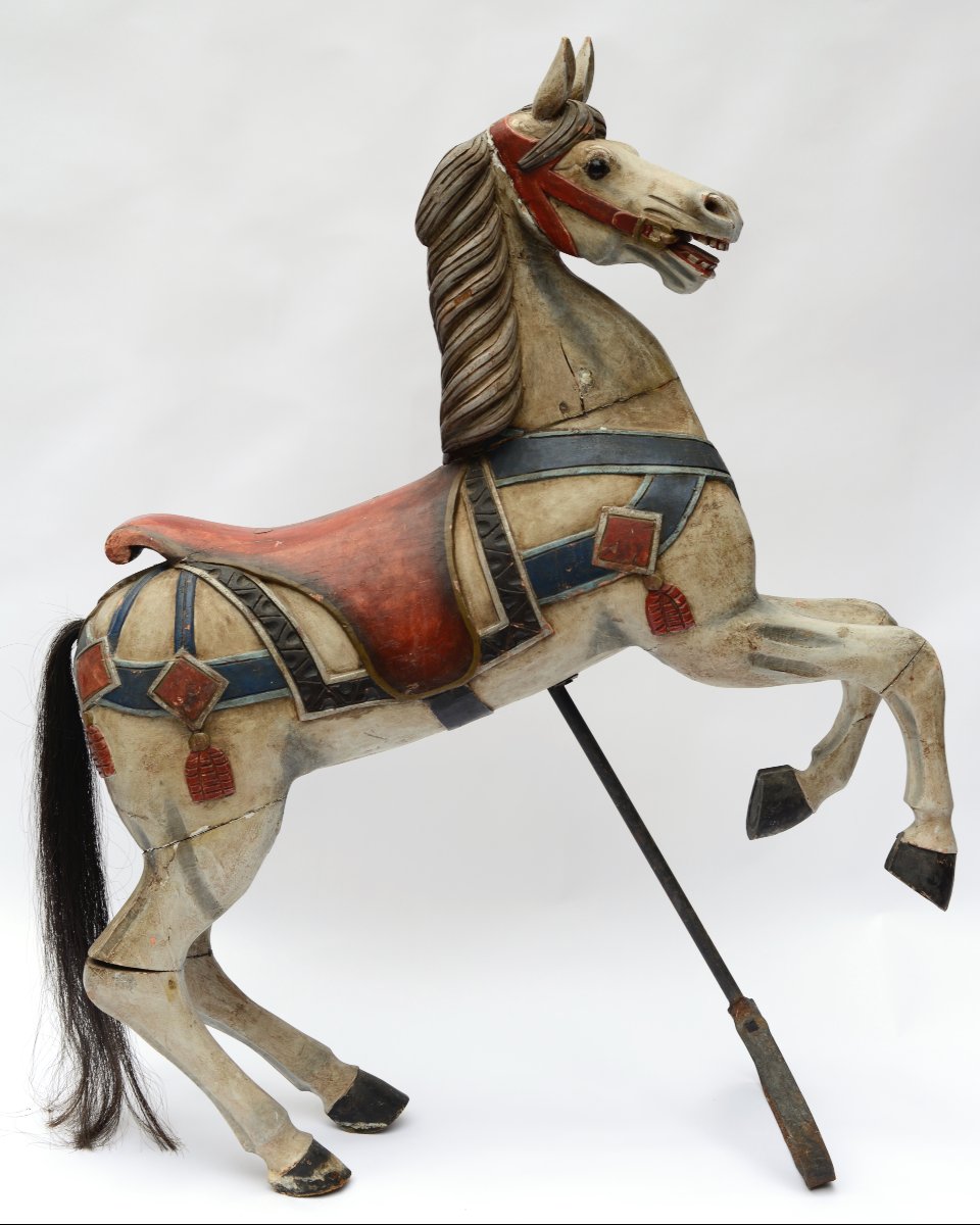 Cheval de Manège en Bois Polychrome-photo-4