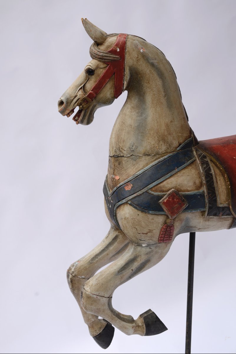 Cheval de Manège en Bois Polychrome-photo-1