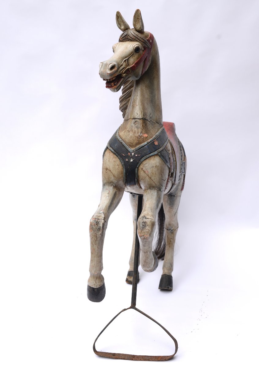 Cheval de Manège en Bois Polychrome-photo-2