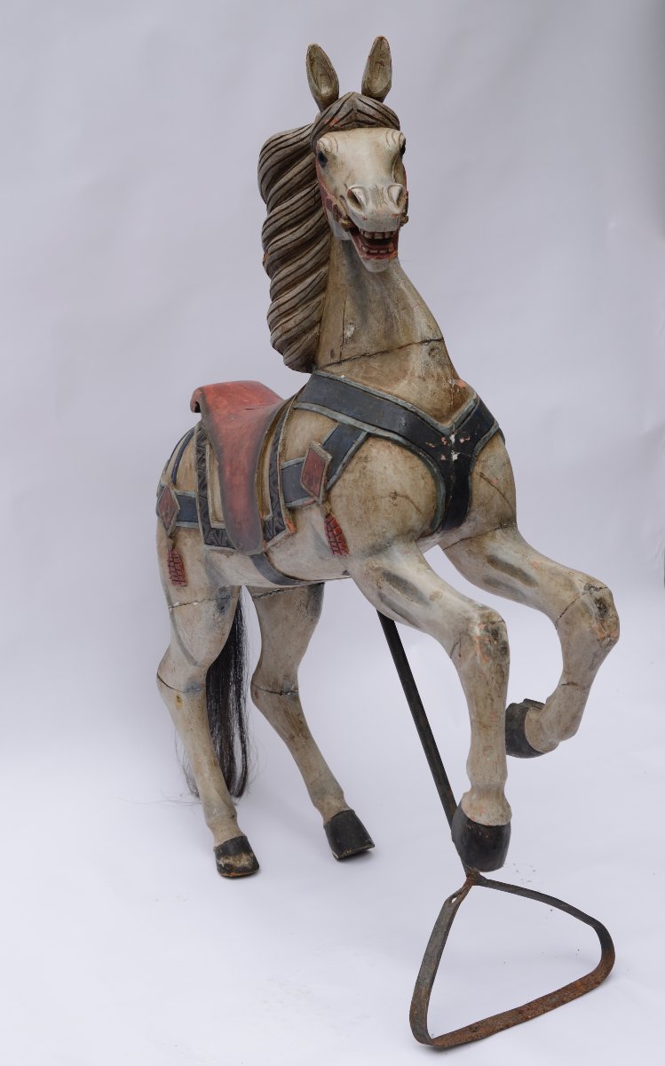 Cheval de Manège en Bois Polychrome-photo-5
