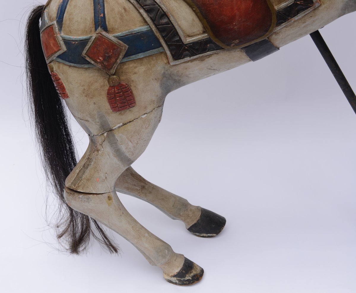 Cheval de Manège en Bois Polychrome-photo-7