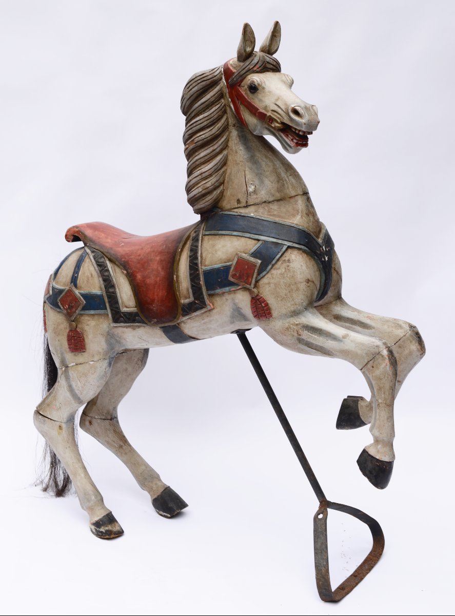Cheval de Manège en Bois Polychrome