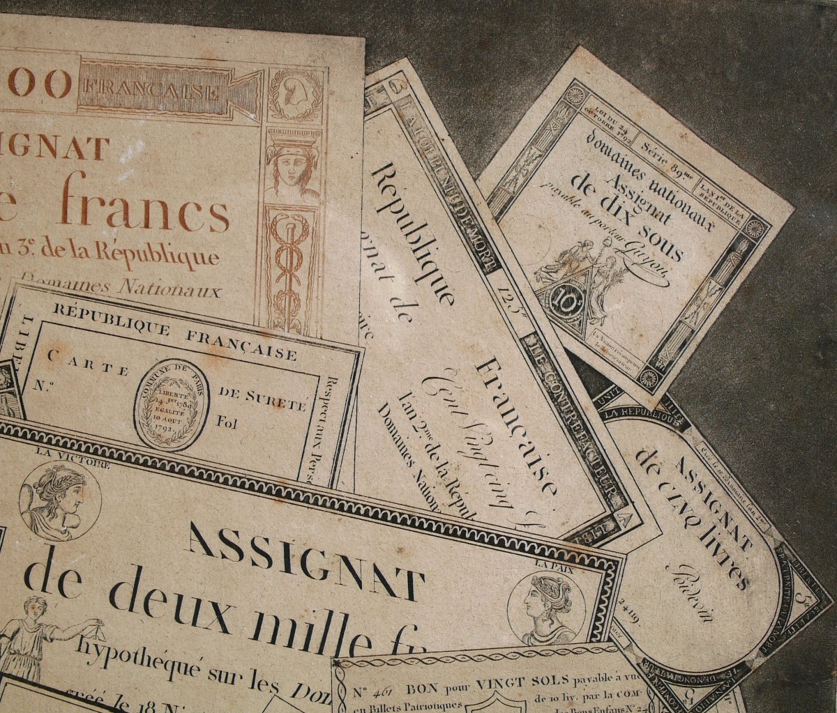 Year 3. Assignats - Engraving Representing Assignats Tickets In Trompe-l'oeil-photo-4