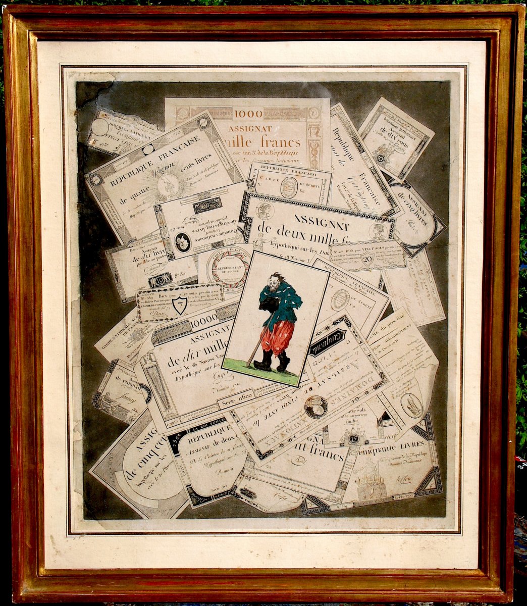 Year 3. Assignats - Engraving Representing Assignats Tickets In Trompe-l'oeil