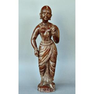 Statue en Terre Cuite de Radha, XIXème
