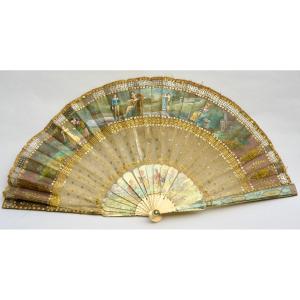 Early 19th Century Fan, Gallant Scenes