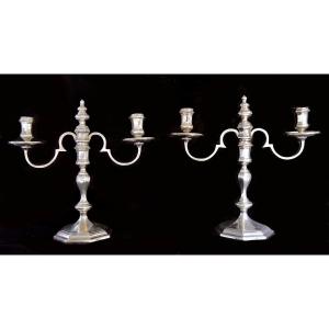 Pair Of Solid Silver Candelabras, 1917, Weight 1392gr