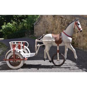 Cheval et Sulky en Tôle peinte, 1950