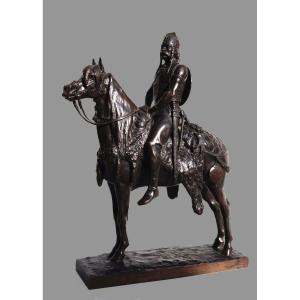 Cavalier ou Chef Gaulois à Cheval Bronze d'Emmanuel Frémiet par Barbedienne, fin 19ème