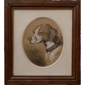 Louis Guy, Portrait Of Pointer With Braided Collar", 1867
