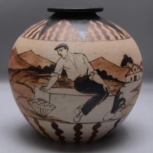 Ciboure période Villotte "Couple de Bergers" Grès Emaillé vers 1930