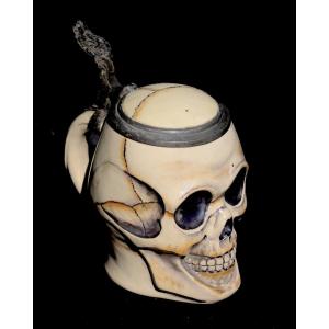 Chope, Vanité en Céramique montée en Etain, fin 19ème-1900