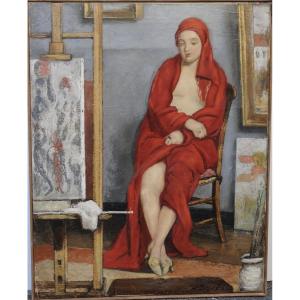 Henry Déziré (1878-1965) "Modèle à l'Atelier" Huile sur toile 1923