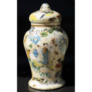 Vase Fixed Under Glass 18th Century, Potichomanie Work