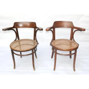 Fischel, Paire de Fauteuils Bois Courbé vers 1920