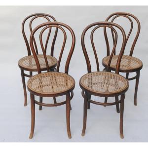 Thonet, 4 Chaises "Bistrot" Bois Courbé vers 1900