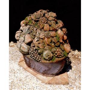 Virebent Manufactory, Very Large Terracotta Flower Basket, Mid-19th Century